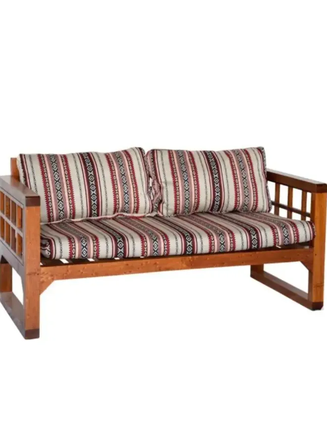 Grid Wooden Two Seater Sofa - Saddu for rent.webp